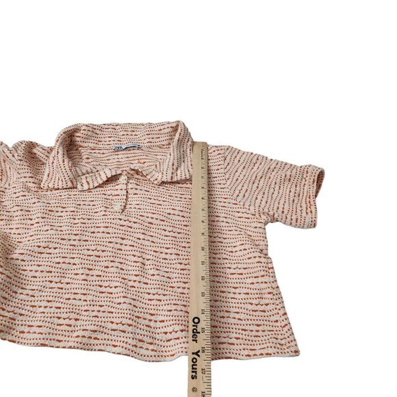 Zara Crop Top Womens Medium Orange Blouse Collared Bloggers Favorite Shirt - Picture 8 of 8